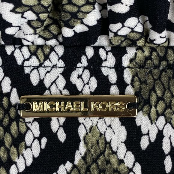 Michael Kors 1X Snake Print Sleeveless Shift Dress Black Green Beige Boho Chic - Picture 5 of 11
